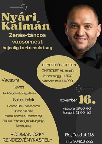 Nyári Kálmán zenés-táncos vacsoraest 
